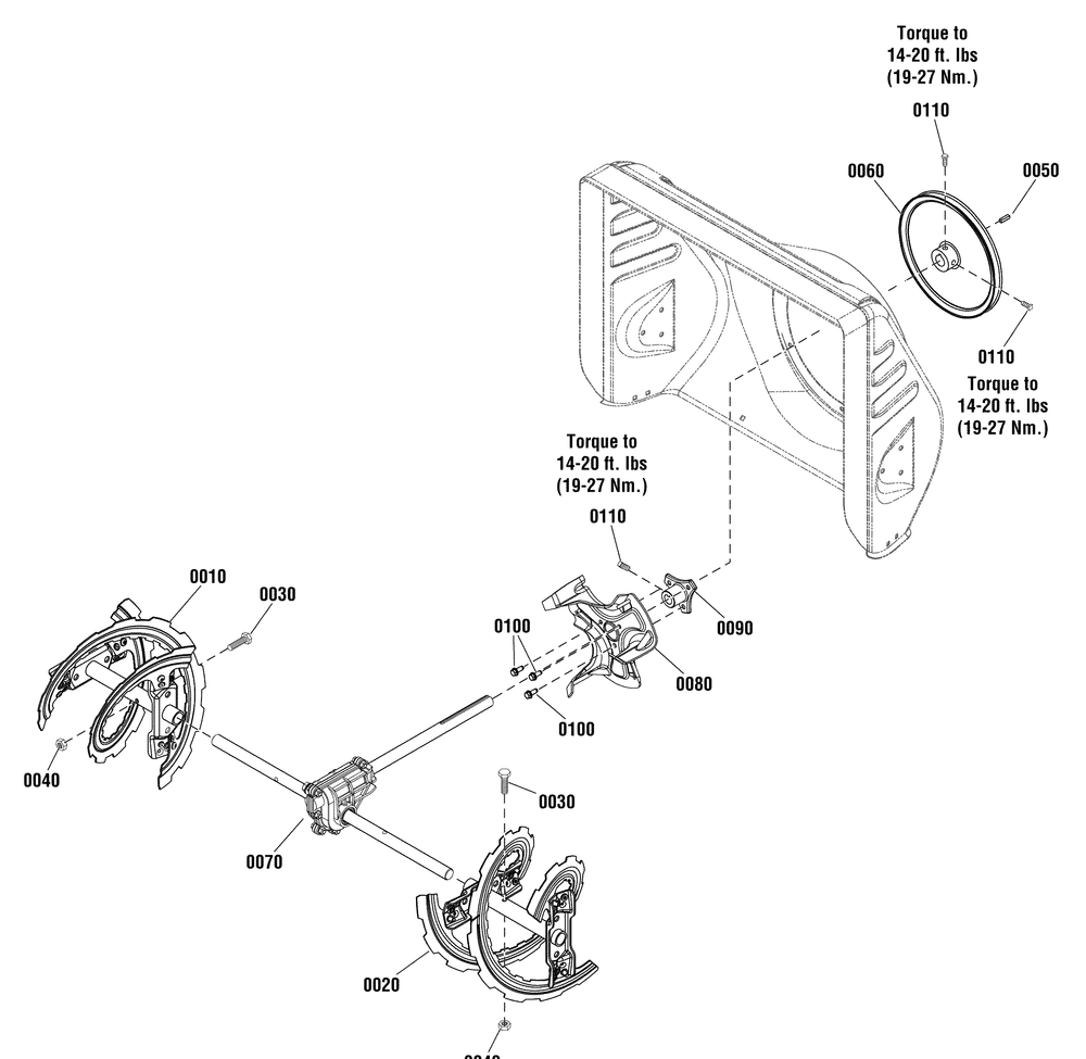 Auger Drive Group Diagram and Parts List for 1696154-00-824LD 2012 Briggs and Stratton Snow Blower